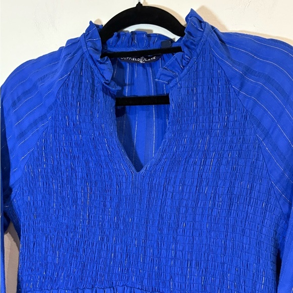 DUFFIELD LANE WREN DRESS BRIGHT BLUE METALLIC Size Small - Picture 6 of 8